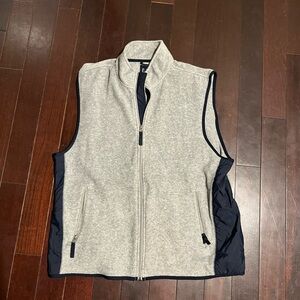 GAP Men's Gray Fleece Vest with Navy Side Panels